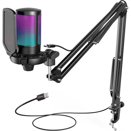 FIFINE A6T - Kit de micrófono USB de condensador con brazo