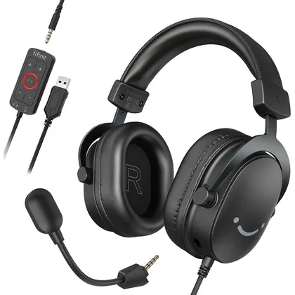 FIFINE Auriculares gaming 7.1 - USB y 3,5 mm con micrófono desmontable